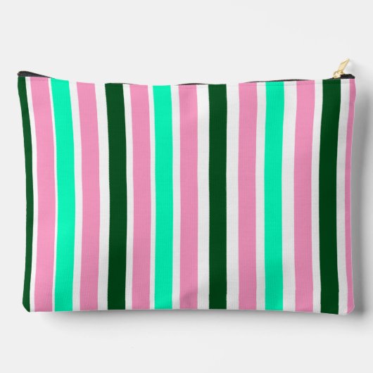 ピンクとグリーンのストライプ アクセサリーポーチ (裏面)
