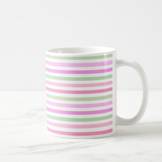 ピンクとグリーンのストライプ コーヒーマグカップ (右)