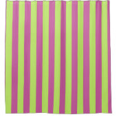ピンクとグリーンのストライプ シャワーカーテン (正面)