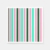 ピンクとグリーンのストライプ スタンダードカクテルナプキン (正面)