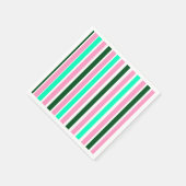 ピンクとグリーンのストライプ スタンダードカクテルナプキン (角)