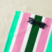 ピンクとグリーンのストライプ ビーチタオル (インサイチュ)