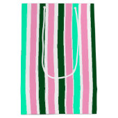 ピンクとグリーンのストライプ ミディアムペーパーバッグ (裏面)