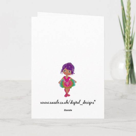 ピンクとグリーンのツツアートのカワイトバレリーナ カード (裏面)