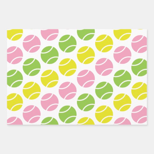 ピンクとグリーンのテニスプレゼントラップシート ラッピングペーパーシート (正面3)