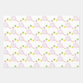 ピンクとグリーンのテニスプレゼントラップシート ラッピングペーパーシート (正面2)