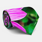 ピンクとグリーンのデイジーパターン ネクタイ (ロール)