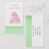 ピンクとグリーンのデザイナーケーキ 名刺 (正面/裏面)