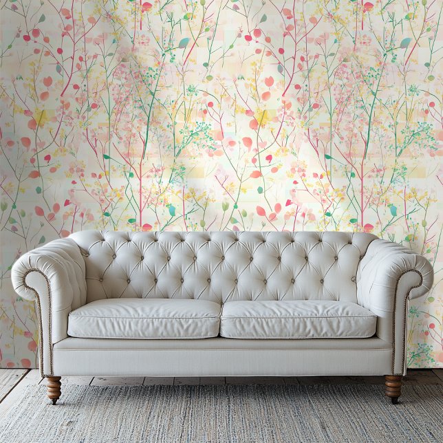 ピンクとグリーンのデリケート芸術的フローラ 壁紙 (クリエイターアップロード済み)