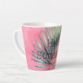 ピンクとグリーンのトロピカルな葉 カフェラテマグ (左アングル)