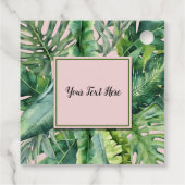 ピンクとグリーンのトロピカルリーフ スイート16パーティー フェイバータグ (裏面)