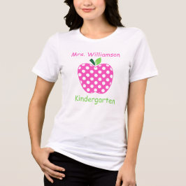 ピンクとグリーンのドット模様の教師用アップル トライブレンドTシャツ