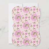 ピンクとグリーンのノスタルジックな花のフラットカード 招待状 (裏面)