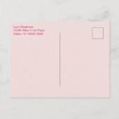 ピンクとグリーンのノスタルジックな花のポストカード 案内ポストカード (裏面)