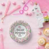 ピンクとグリーンのハッピーバースデー ペーパーボウル (パーティー)