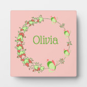 ピンクとグリーンのハート＆バタフライリース テーブルトップ フォトプラーク (正面)