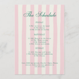 ピンクとグリーンのバチェロレッテの週末の日程 プログラム