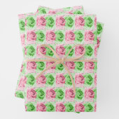 ピンクとグリーンのバララッピング紙シート ラッピングペーパーシート (インサイチュ)