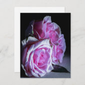 ピンクとグリーンのバラ 招待状 (正面/裏面)