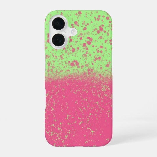 ピンクとグリーンのパステルスプラッター iPhone 16ケース (裏面)