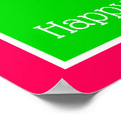 ピンクとグリーンのパーソナライズされたハッピーバースデーソング ポスター (角)