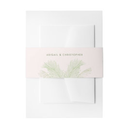 ピンクとグリーンのパーム離れトロピカルビーチ結婚式 招待状ベリーバンド