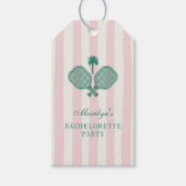 ピンクとグリーンのピックルボール独身最後のパーティー御礼 ギフトタグ (正面)