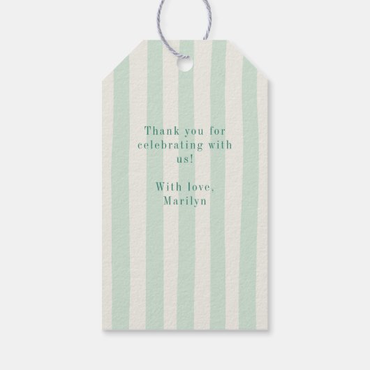 ピンクとグリーンのピックルボール独身最後のパーティー御礼 ギフトタグ (裏面)