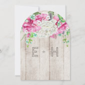 ピンクとグリーンのファームハウス ウッド ウェディング 招待状 (裏面)