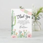 ピンクとグリーンのフィエスタベイビーシャワー感謝カード 招待状 (スタンド正面)