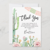 ピンクとグリーンのフィエスタベイビーシャワー感謝カード 招待状 (正面)