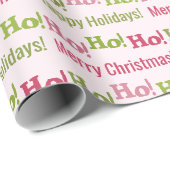 ピンクとグリーンのフェスティバルパーソナライズされたクリスマス ラッピングペーパー (ロールコーナー)