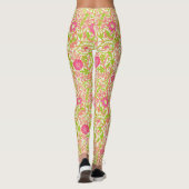 ピンクとグリーンのフラワープリント レギンス (裏面)
