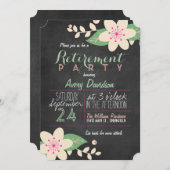 ピンクとグリーンのフローラシャルボード退職パーティー 招待状 (正面/裏面)