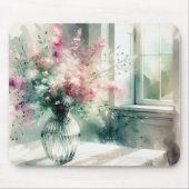 ピンクとグリーンのフローラブーケ マウスパッド (正面)