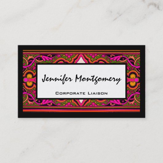 ピンクとグリーンのフローラプロフェッショナル名刺 名刺 (正面)