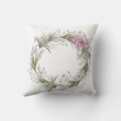 ピンクとグリーンのフローラリース パーソナライズされた クッション (裏面)