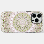 ピンクとグリーンのフローラル・マンダラ柄デザイン Case-Mate iPhoneケース (裏面 (横))