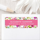 ピンクとグリーンのフローラ差出人住所 ラベル (インサイチュ)