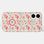 ピンクとグリーンのフローラ植物学モノグラム Case-Mate iPhoneケース (裏面 (横))