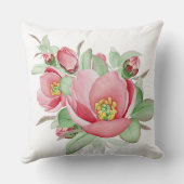 ピンクとグリーンのフローラ水彩デザイン クッション (裏面)