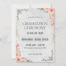 ピンクとグリーンのフローラ水色卒業