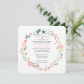 ピンクとグリーンのフローラ結婚リース 招待状 (スタンド正面)