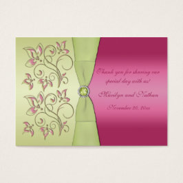 ピンクとグリーンのフローラ結婚式の引き出物ラベル