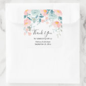 ピンクとグリーンのフローラ縁どお礼 スクエアシール (バッグ)