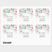 ピンクとグリーンのフローラ縁どお礼 スクエアシール (シート)