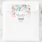 ピンクとグリーンのフローラ縁どロンドル スクエアシール (バッグ)