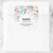 ピンクとグリーンのフローラ縁ど事業 スクエアシール (バッグ)