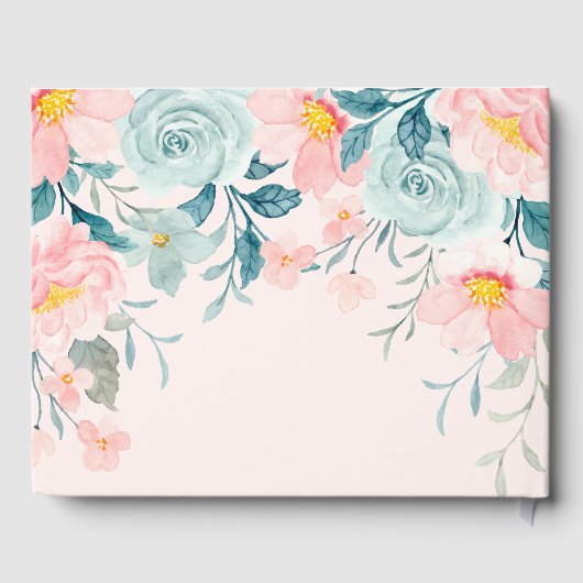 ピンクとグリーンのフローラ縁ど ゲストブック (裏面)