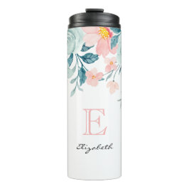 ピンクとグリーンのフローラ縁ど タンブラー